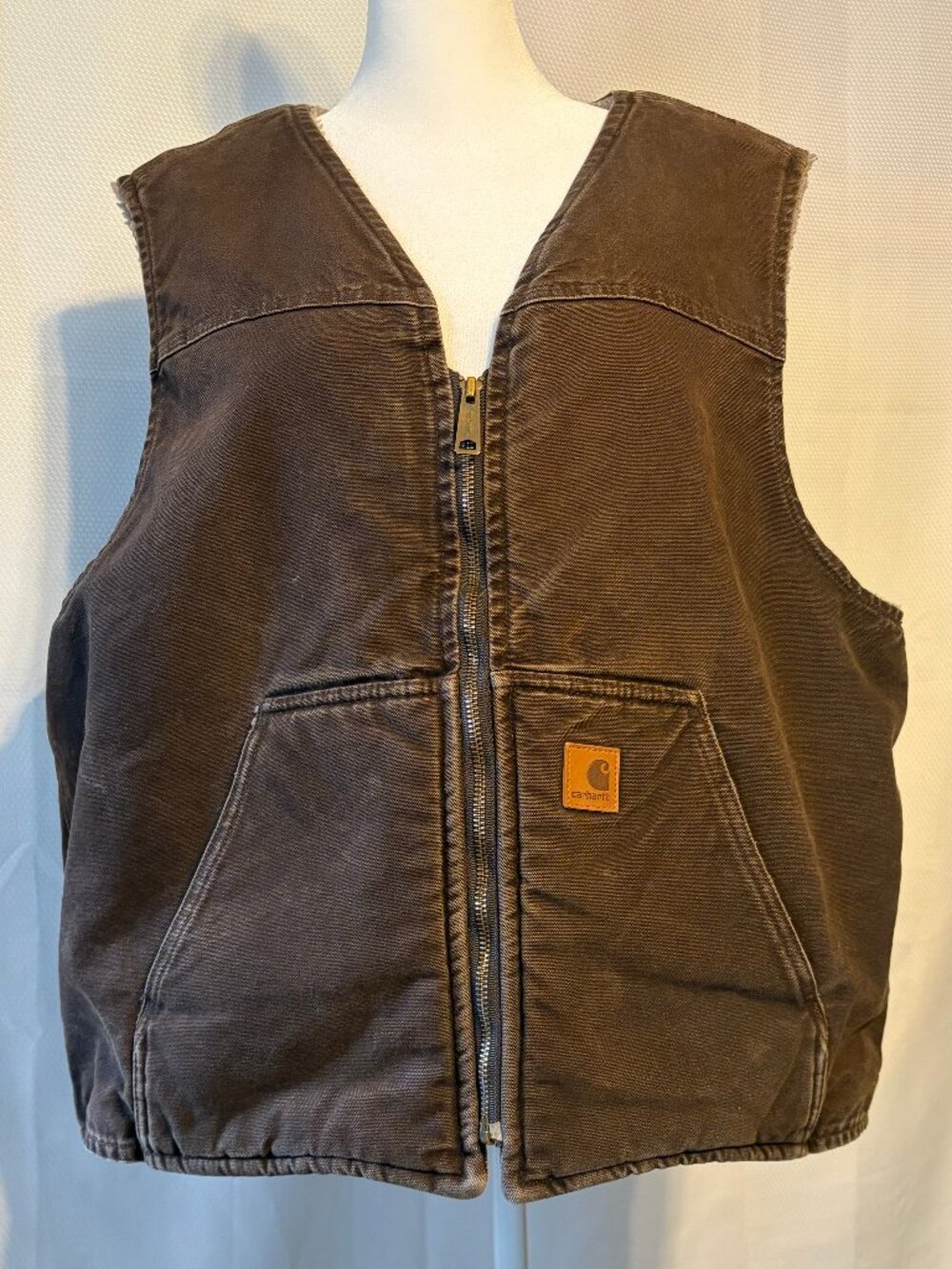 VTG 2013 Carhartt V26 DKB Sherpa Lined Sandstone Duck Vest XL